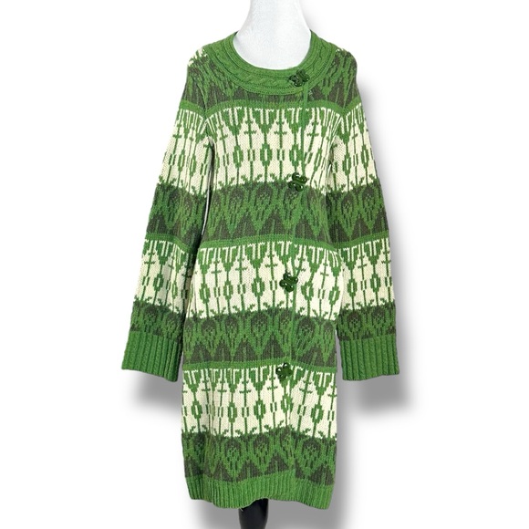 Vintage Anthropologie Sparrow Pine Cricket Wool Fair Isle Sweater Coat Small - Picture 1 of 13